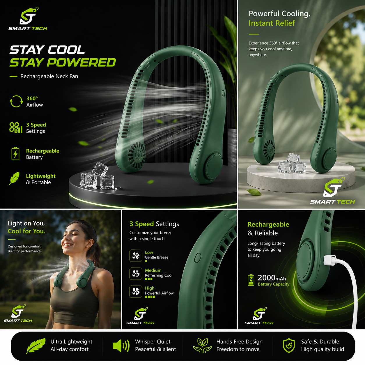 Rechargeable Bladeless Neck Fan