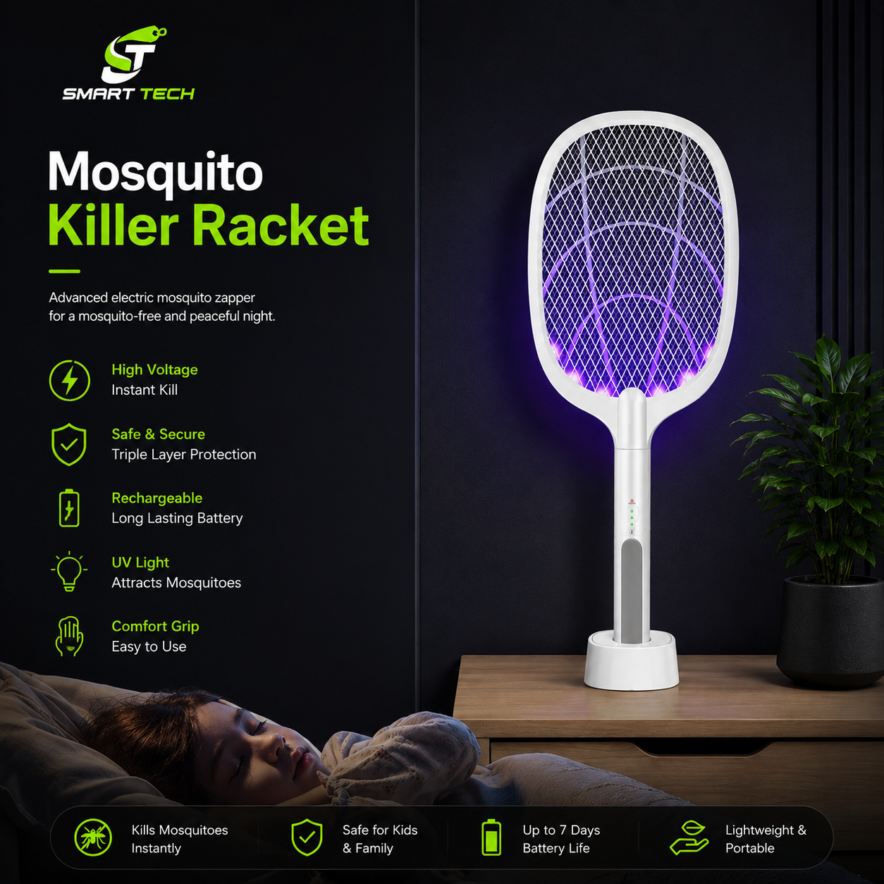 Rechargeable Mosquito Killer Racket