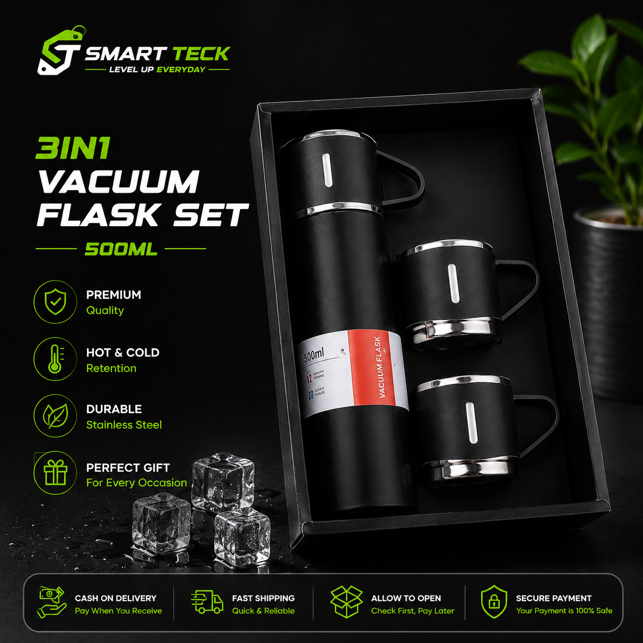 3-in-1 Vacuum Flask Set (500ml)