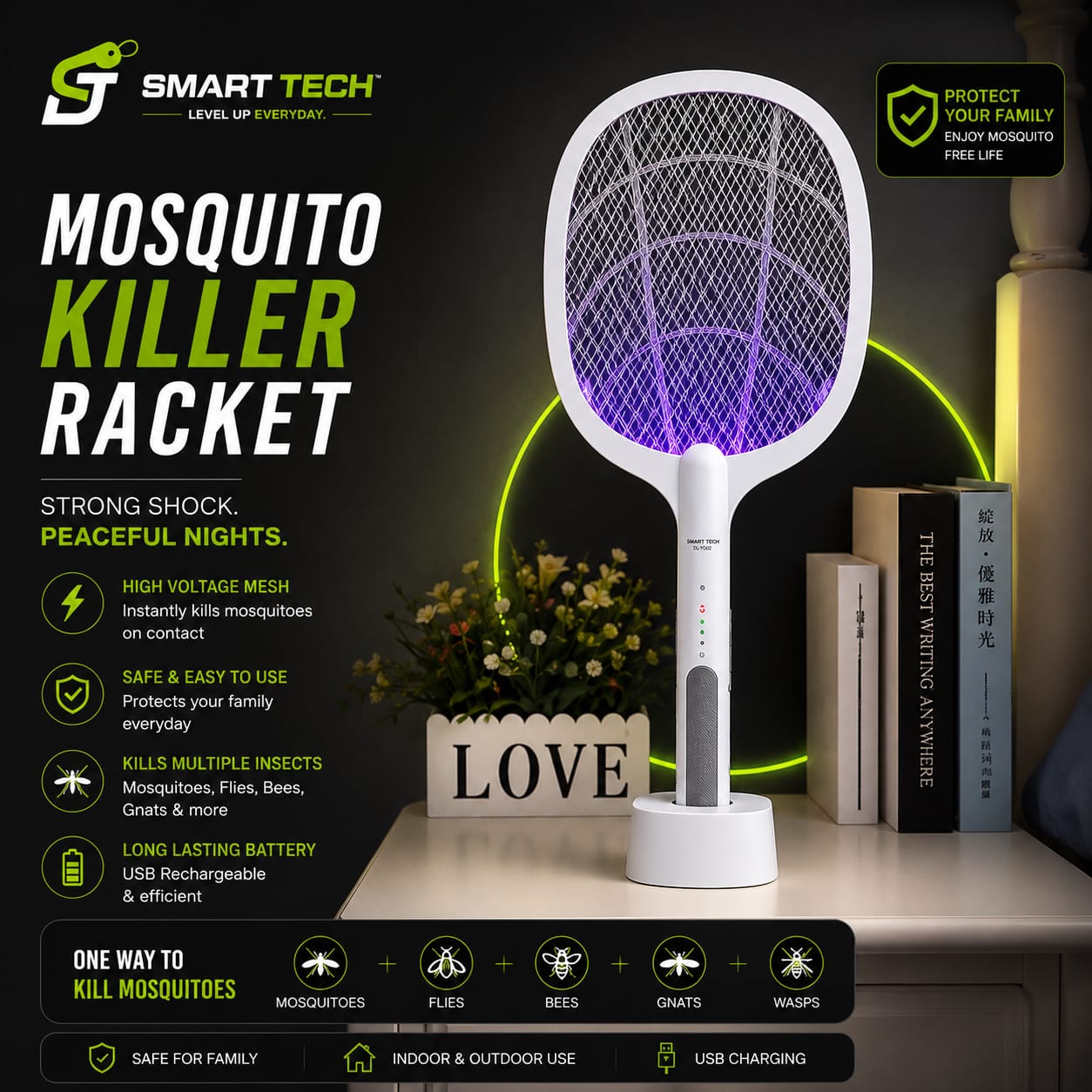 Rechargeable Mosquito Killer Racket