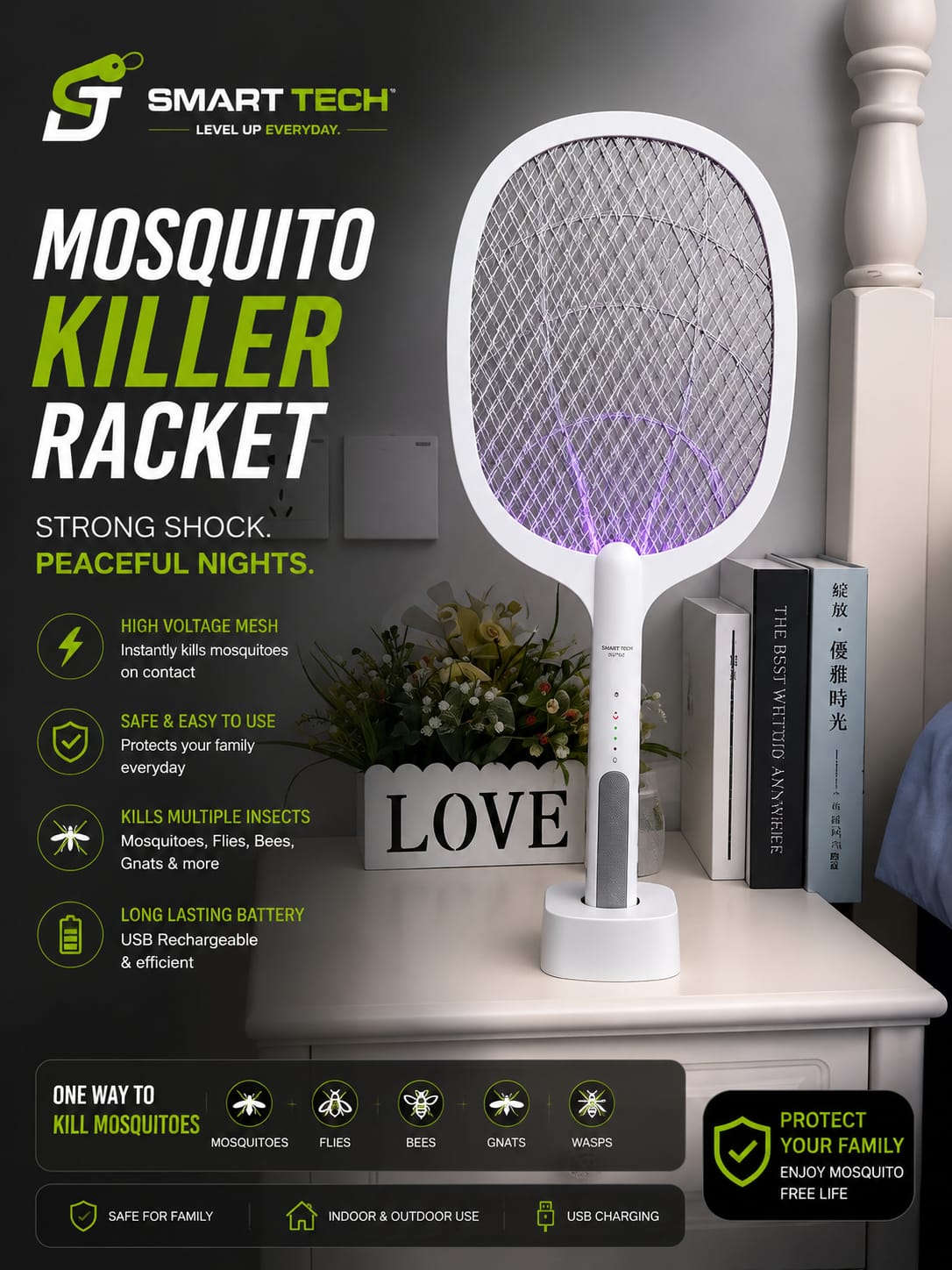Rechargeable Mosquito Killer Racket
